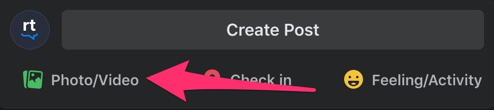 an image showing where you can upload photos to your facebook business page as a post